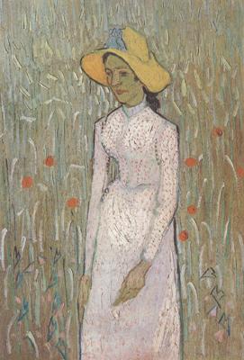 Vincent Van Gogh Young Girl Standing against a Background of Wheat (nn04)